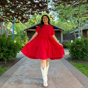 Tiered Shirt Dress - Red *Clearance Sale*