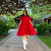 Tiered Shirt Dress - Red *Clearance Sale*