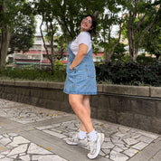 Denim Overall Dress - Light Wash with Bees