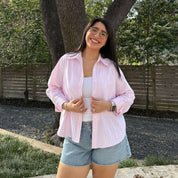 Effortless Button-Up - Pink Stripe