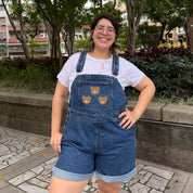 Bears Overall Shorts - Medium Wash