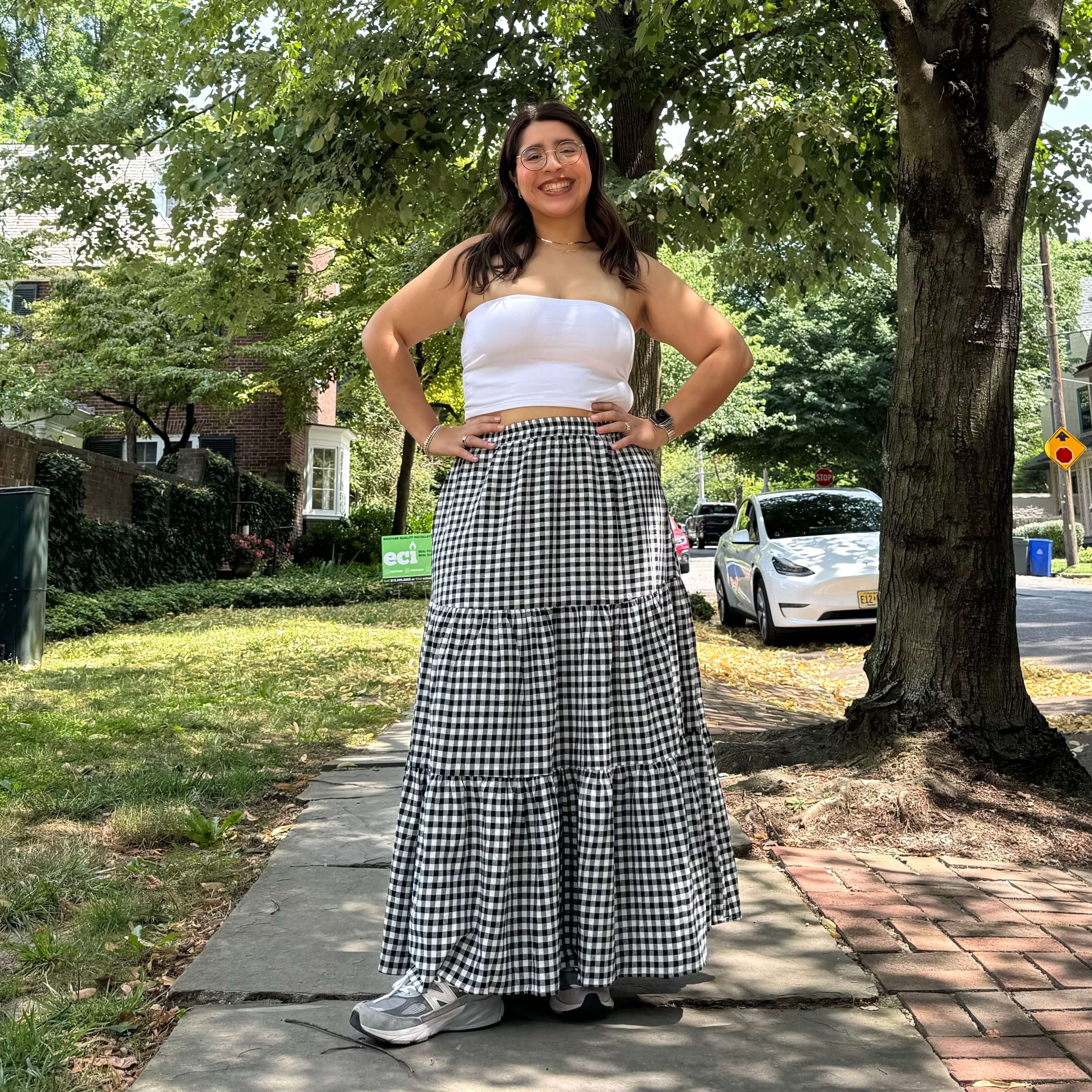 Gingham Long Skirt - Black *Clearance Sale*