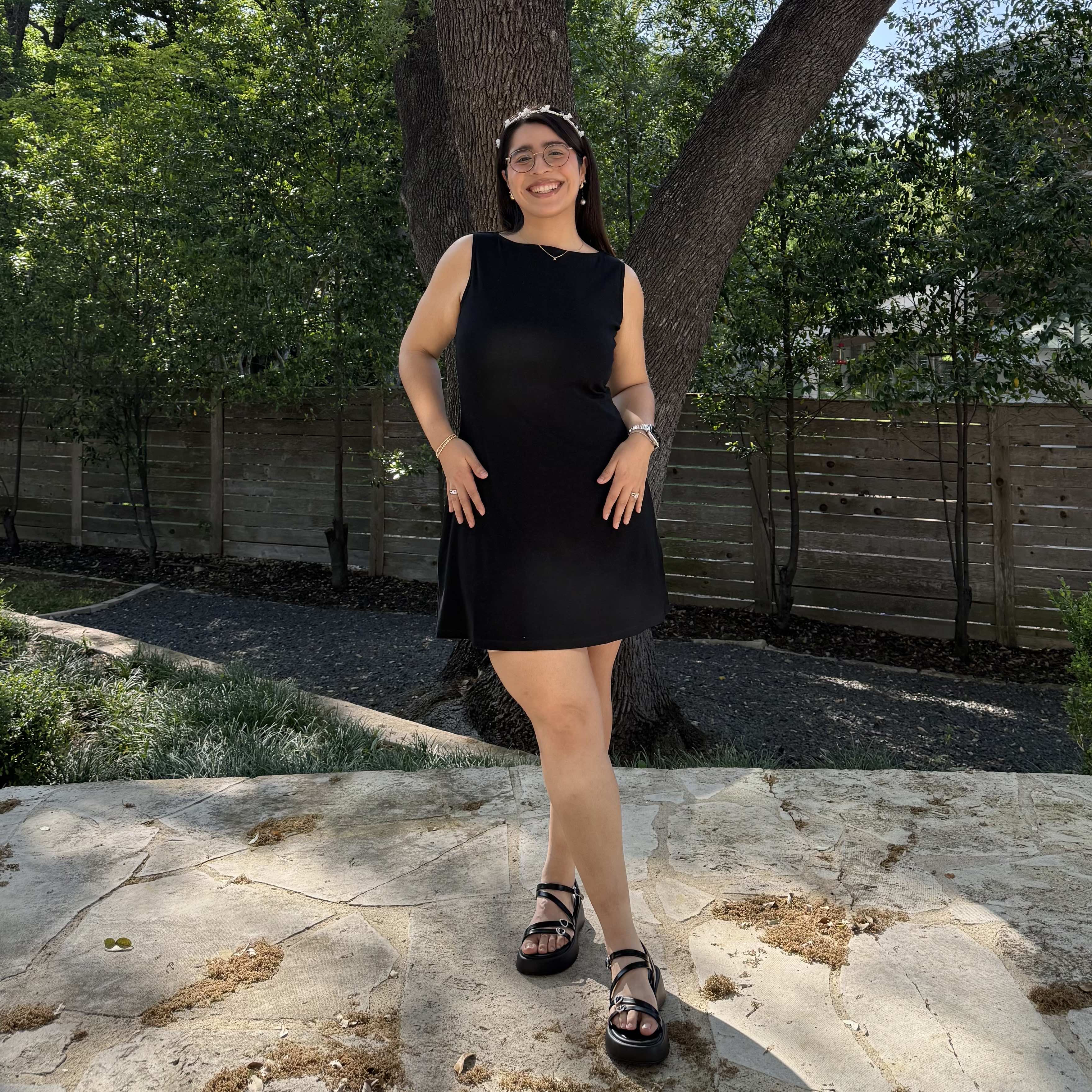 Boatneck Mini Dress - Black