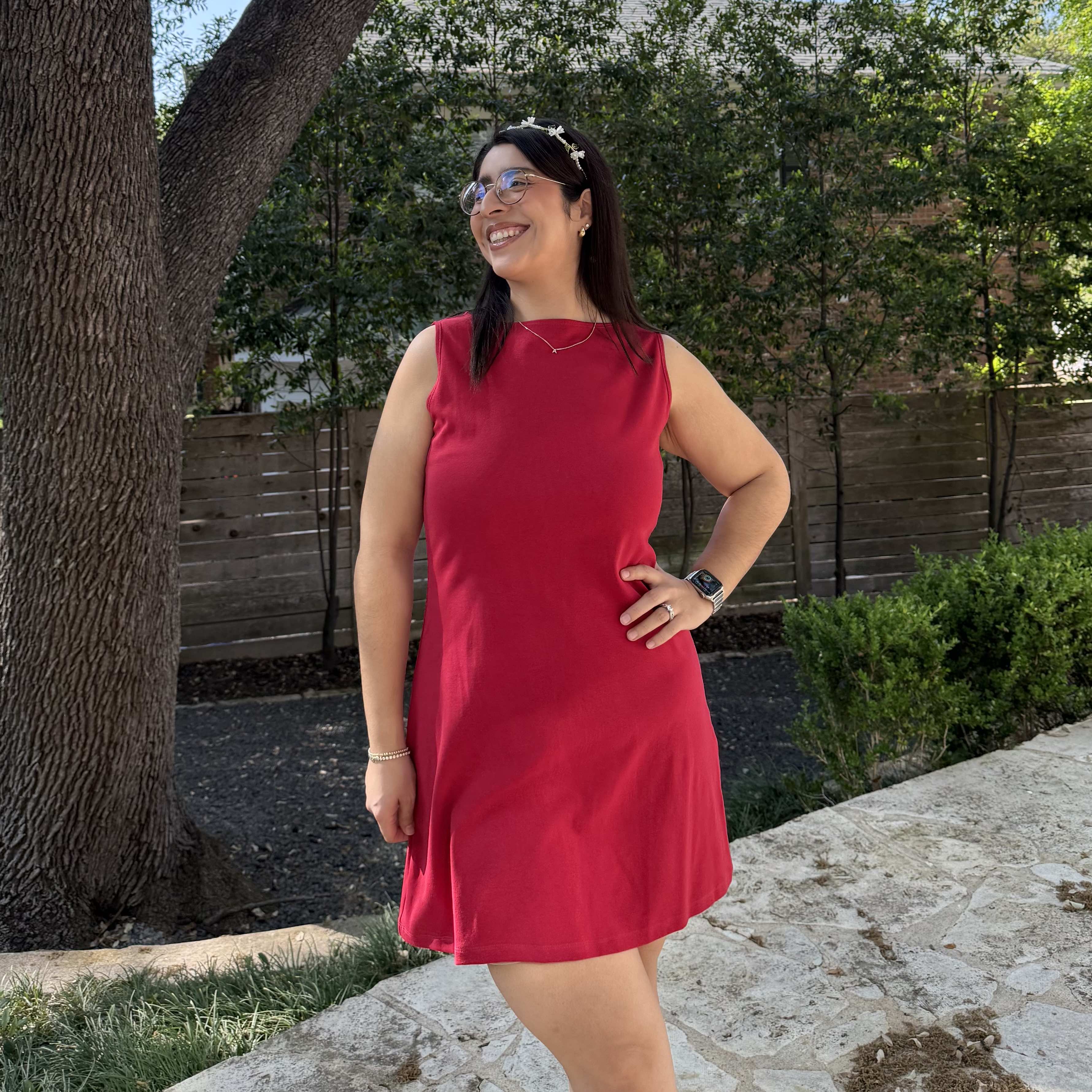 Boatneck Mini Dress - Rose