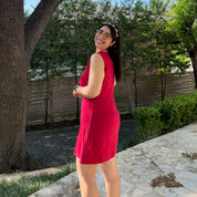 Boatneck Mini Dress - Rose
