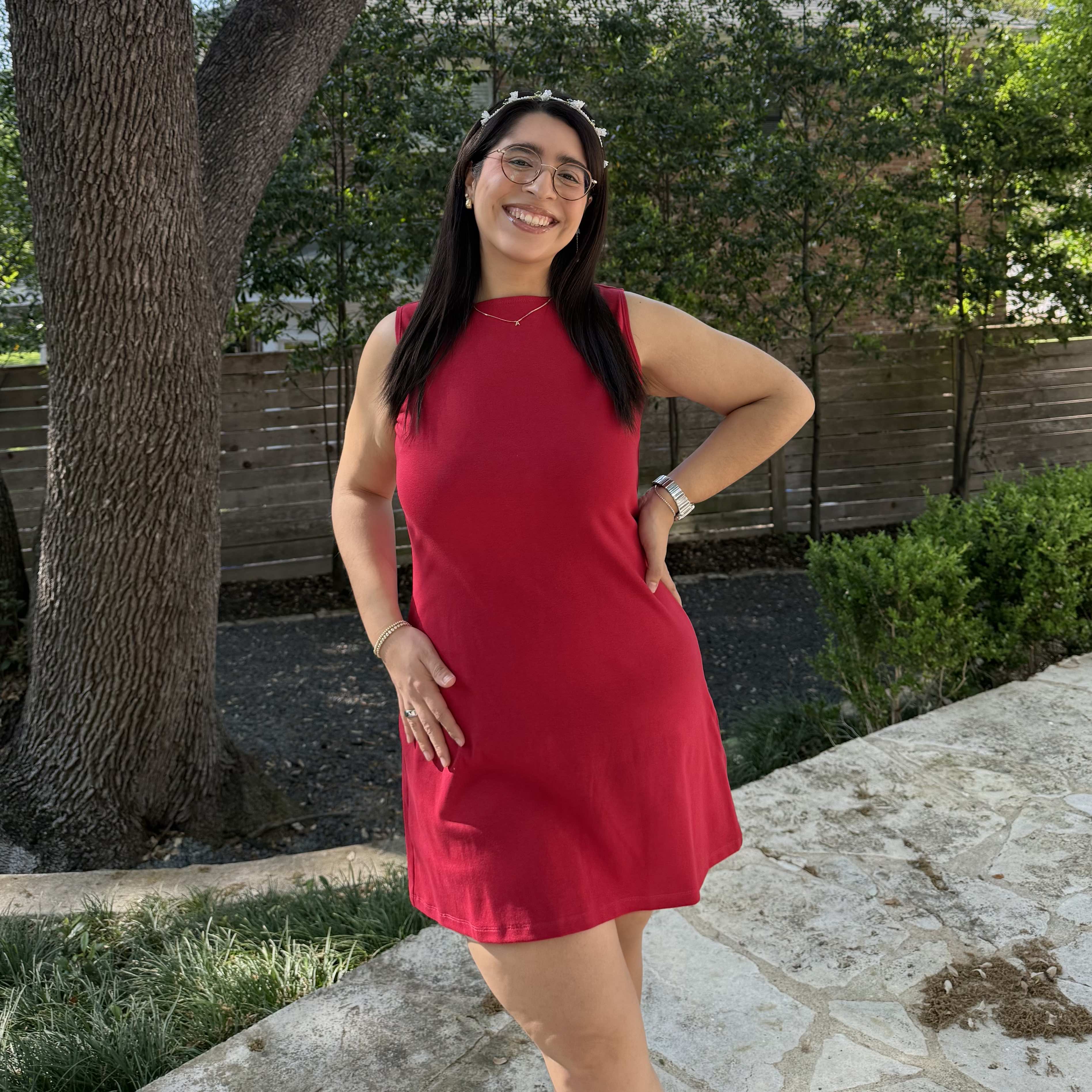 Boatneck Mini Dress - Rose
