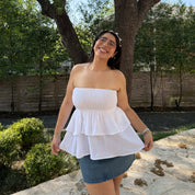 Strapless Tiered Top - Tofu