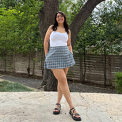 Christina Mini Skirt - Blue Plaid
