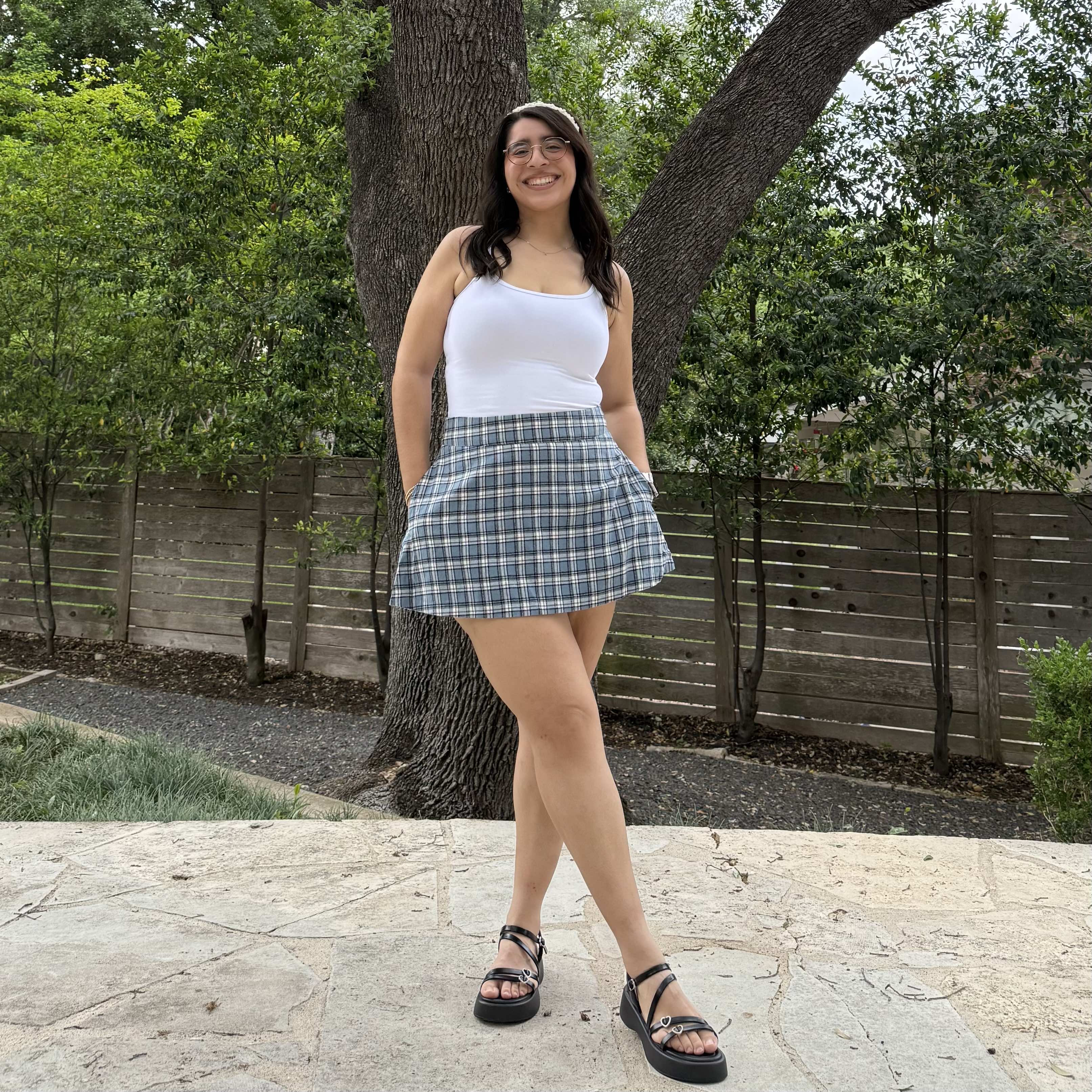 Christina Mini Skirt - Blue Plaid