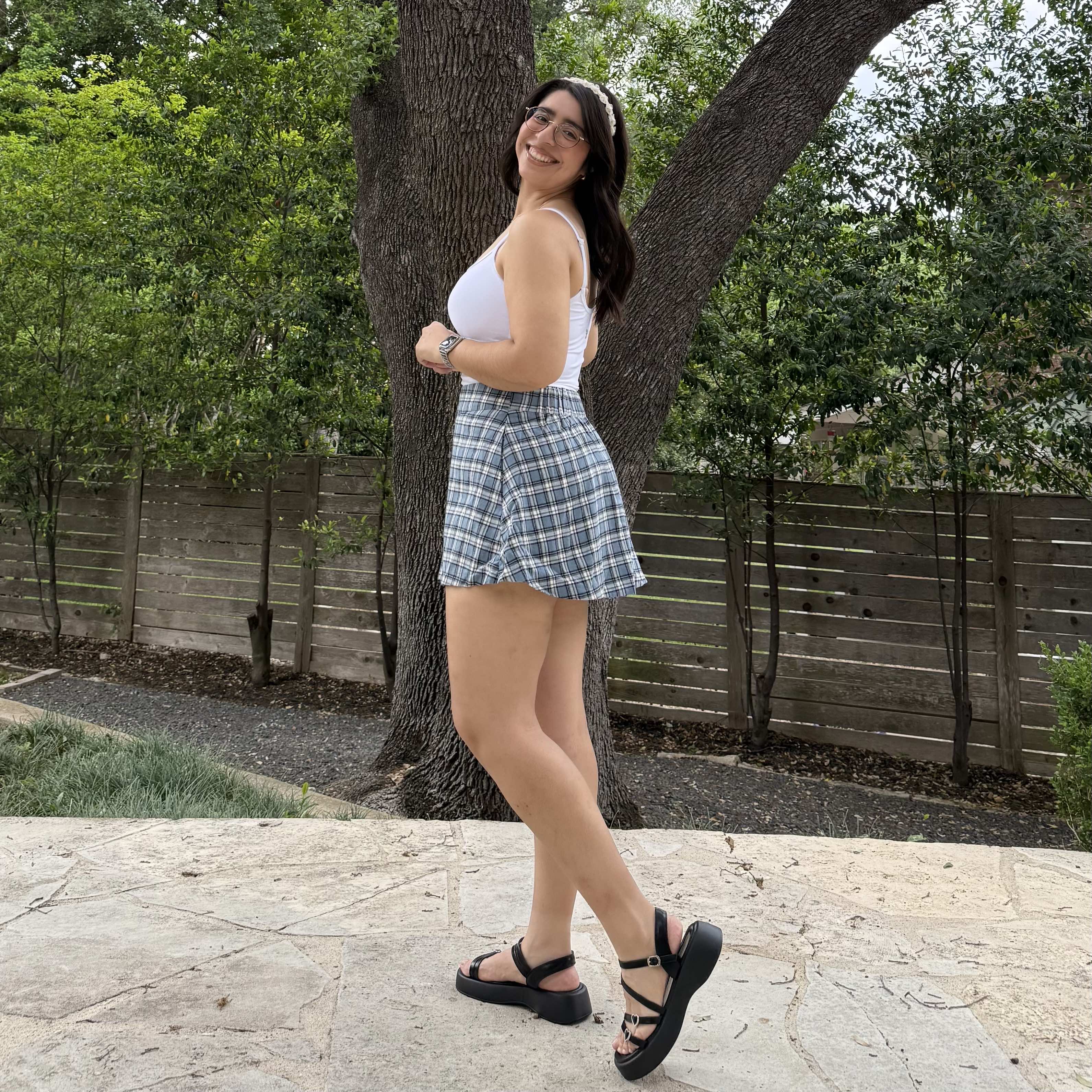 Christina Mini Skirt - Blue Plaid