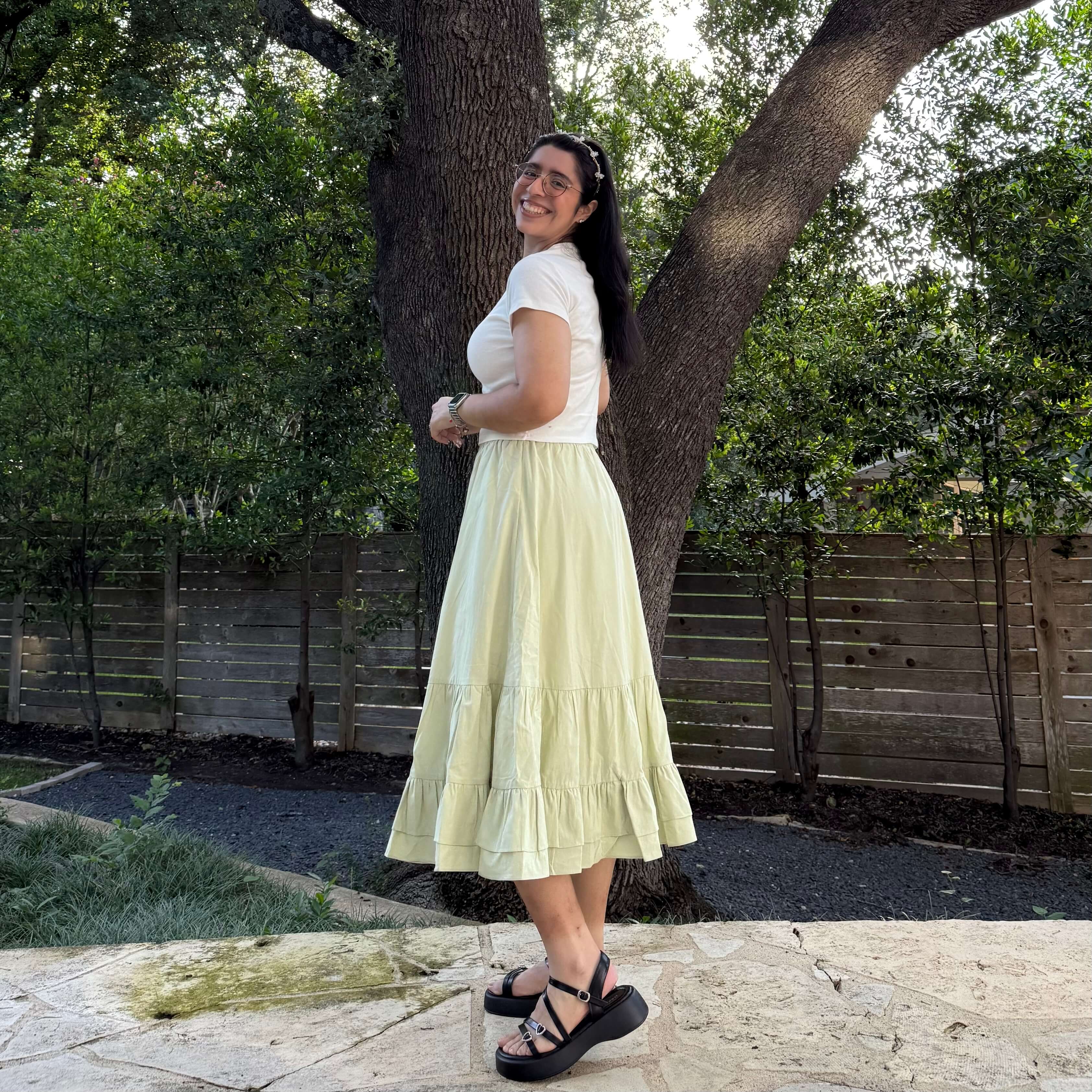 Spring Flowy Skirt - Matcha